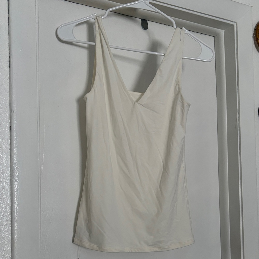 White House Black Market Cream V-Neck Camisole